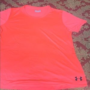 Under Armour semi fitted large orange/pink shirt